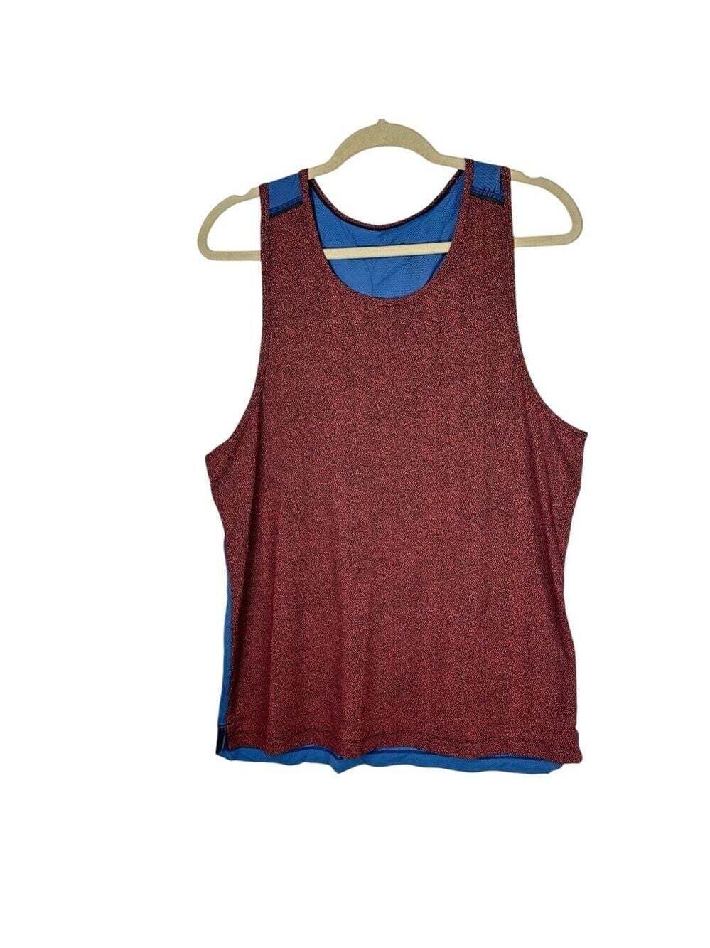 Lululemon Red Blue Metal Vent Tank Top Men's Large Breathable Gymcore Gorpcore